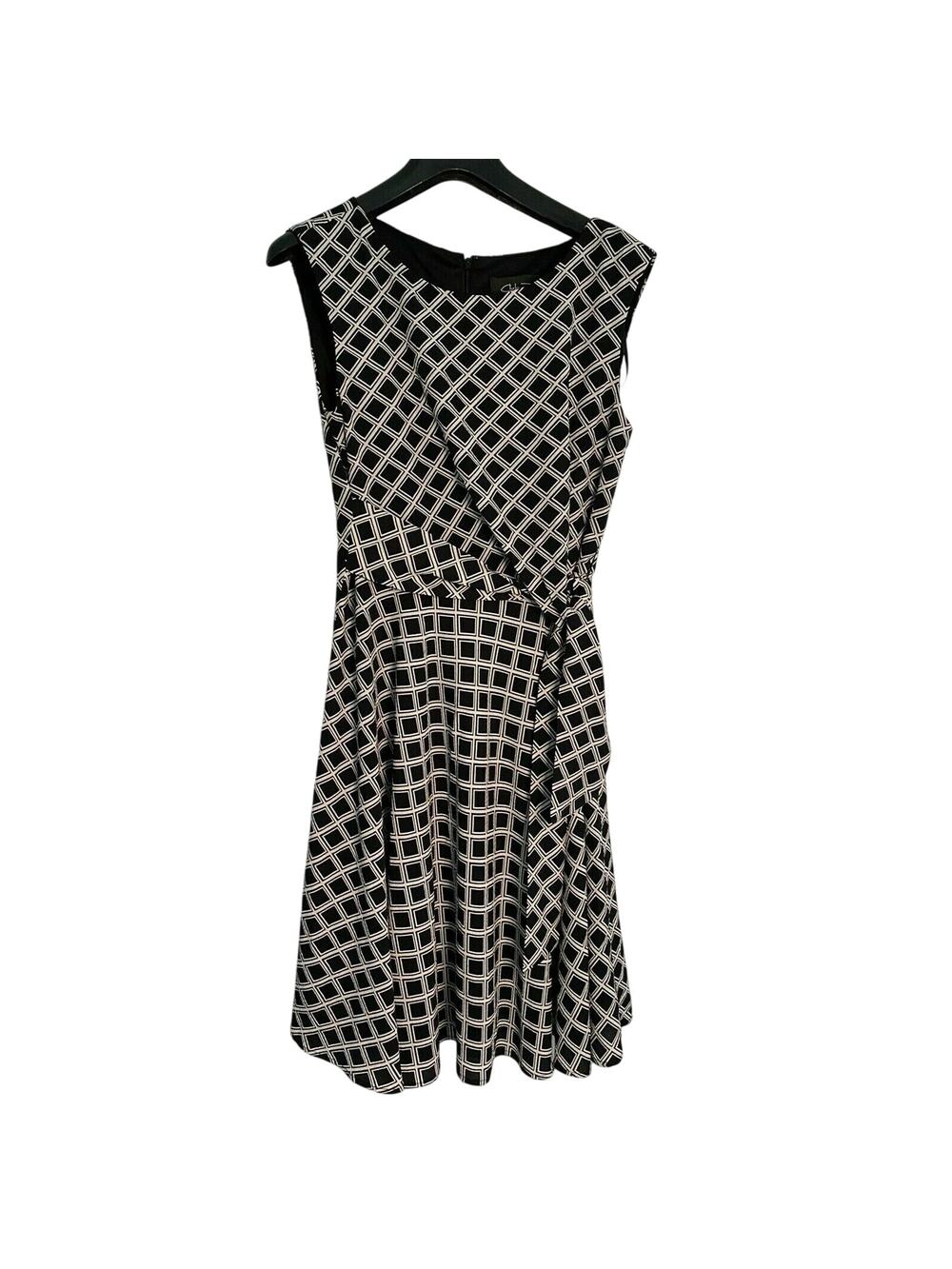 Chelsea Rose Sleeveless Faux Wrap Dress Size 6, Black & White New Geometric